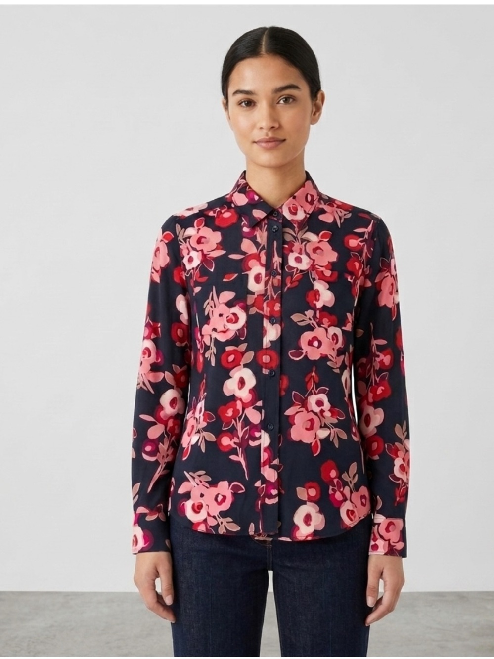 Kate Spade New York Pink and Black Floral 100% Silk Top Size Small
